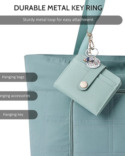 POIUGOYA Slim Wallet for Women,RFID Blocking Bifold Credit Card Holder with Zipper Coin Pocket,ID Window,Keychain