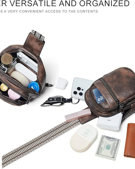 Sling Bag For Women Faux Leather Small Casual Daypack Backpack Fanny Pack Crossbody Chest Bags Purse