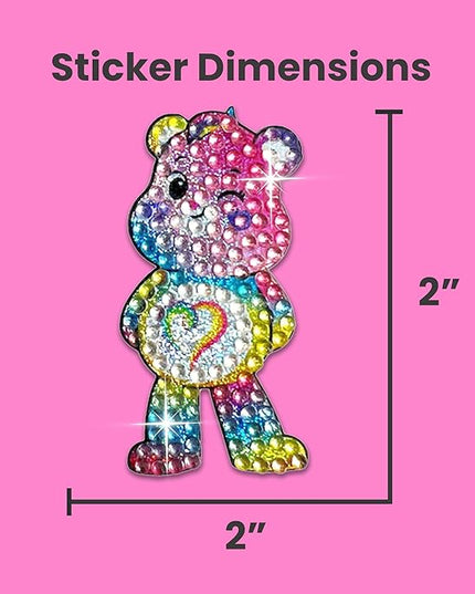 StickerBeans® Rhinestone Stickers – Care Bears 4-Pack, 2” x 2” Each, Unique Sparkly Cut-to-Shape for Collecting, Trading, Decorating Laptops, Phone Cases, Scrapbooks, for Kids, Teens, & Adults