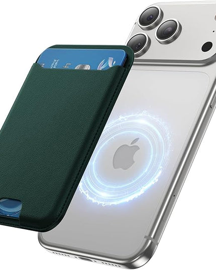 TWZKG for MagSafe Wallet, 3 Card Holder, Slim Magnetic Phone Wallet for iPhone 17/16/15/14/13/12 Pro Max Plus Air Series,RFID Blocking Vegan Leather,Night Green