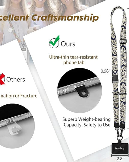 Phone Lanyard Crossbody, Gothic Bat Cell Phone Strap for Around The Neck Adjustable, Goth Teacher Anti Theft Cute Lanyard for iPhone Case ID Holder Keys Accessories Travel Essential