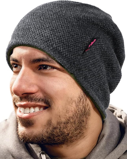 Lvaiz Mens Winter Beanie Hat Warm Fleece Lined Skull Cap for Men Reversible Women Windproof Watch Hat Knit Warm Unisex Beanie