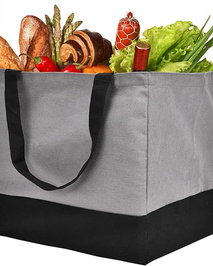 Canvas Reusable Grocery Bags Heavy Duty, 8.3 gal Foldable Large Tote Bag with Handles, Holds 60 lbs Canvas Shopping Bags, 1 Pack
