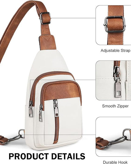 MASINTOR Sling Bag for Women - Crossbody Bags Fanny Pack with Vegan Leather - Adjustable Sling Backack for Travel