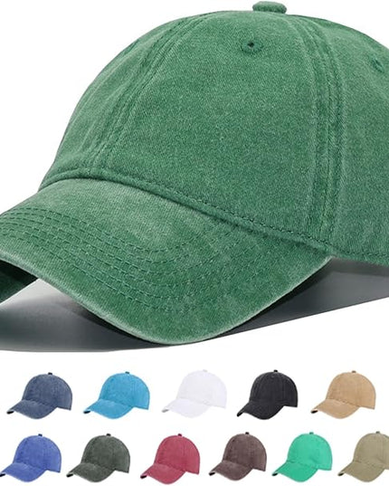 YEANIY Vintage Washed Cotton Plain Baseball Caps Adjustable Unstructured Soft Blank Casual Dad Ball Hats for Men Women