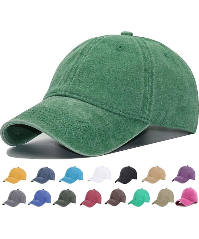 YEANIY Vintage Washed Cotton Plain Baseball Caps Adjustable Unstructured Soft Blank Casual Dad Ball Hats for Men Women