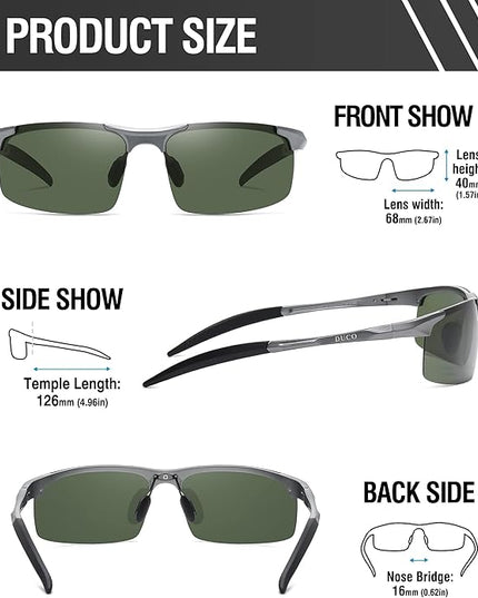 DUCO Mens Sports Polarized Sunglasses UV Protection Sunglasses for Men 8177s