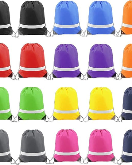 BeeGreen Drawstring Backpack Bags 20,30,50 Packs Reflective String Bags for Gym Sport Trip Cinch Sack DIY for Women Men