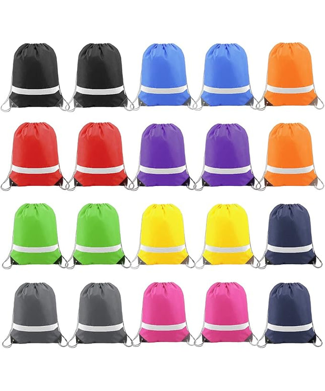 BeeGreen Drawstring Backpack Bags 20,30,50 Packs Reflective String Bags for Gym Sport Trip Cinch Sack DIY for Women Men