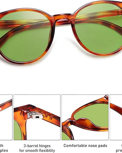 SOJOS Small Round Classic Polarized Sunglasses for Women Men Vintage Style UV400 Lens MAY SJ2113