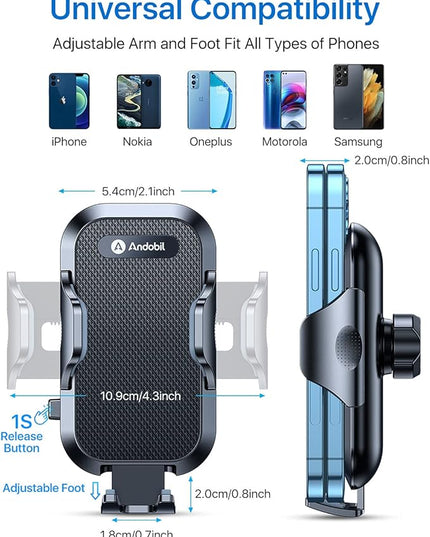 andobil 2026 Upgraded Car Phone Holder Mount for Vent, Military Sturdy Metal Clip Air Vent Phone Holder for Your Car Easy Used Cell Phone Car Mount for iPhone 17 Pro Max 15 14 13 Samsung S25 S24