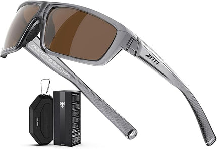 ATTCL Polarized Sunglasses Men for Fishing: UV Protection Lightweight TR90 Sports Wrap Sun Glasses Driving Golf Running