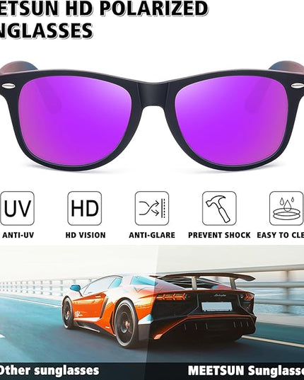 MEETSUN Polarized Sunglasses for Women Men Classic Retro Trendy Driving Sun Glasses UV400 Protection (3 Pack)