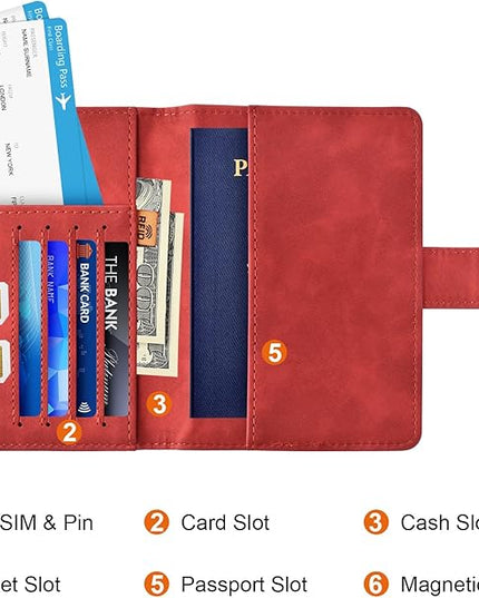 Eoehro Passport Holder for Travel Essentials, Passport Wallet Cover Case for Travel Must Haves Accessories,Passport Book Holders for Women and Men(red)