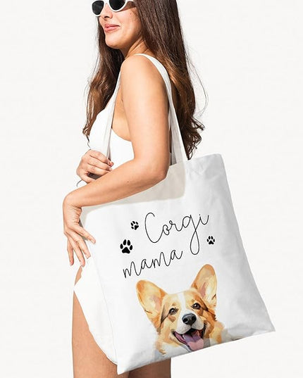 Dog Mama Canvas Tote Bag for Women, Dogs Lover Gift for Dog Mom, Birthday Christmas Cute Rottweiler Gifts For Women.