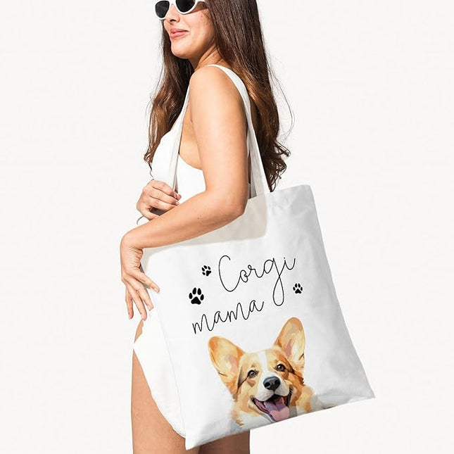 Dog Mama Canvas Tote Bag for Women, Dogs Lover Gift for Dog Mom, Birthday Christmas Cute Rottweiler Gifts For Women.