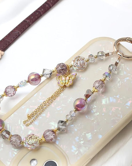 Beaded Phone Wrist Strap,Crystal Keychain Wristlet,Camera Strap Wrist,Cute Phone Chain Wristlet Purse Bag Charms