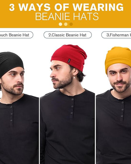 Slouchy Beanie for Women Men Soft Cotton Chemo Hats Double-Layer Warm Beanie Cap for Daily Wear & Transitional Seasons