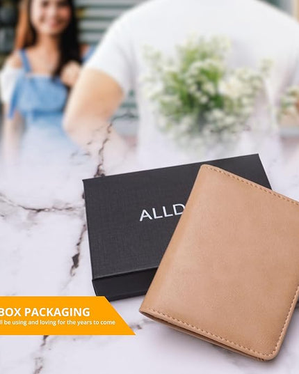 Alldaily Small RFID Wallet for Women Slim Compact Bifold Pocket Ladies Travel Mini Purse (Apricot)