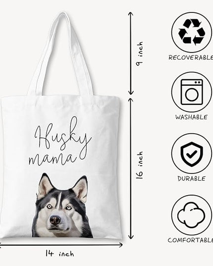 Dog Mama Canvas Tote Bag for Women, Dogs Lover Gift for Dog Mom, Birthday Christmas Cute Rottweiler Gifts For Women.