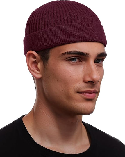 vidsel Thin Wool Fisherman Beanie for Men Women, Short Knit Cuff Trawler Watch Hats