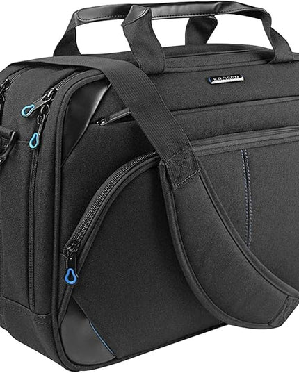 KROSER Laptop Bag 15.6 Inch Briefcase Messenger Bag Water Repellent Computer Case Shoulder Bag Durable Tablet Sleeve with RFID Pockets for Business/College/Women/Men - Black/Blue