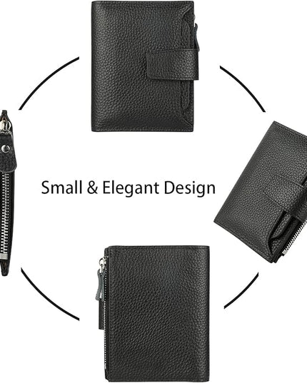 Lavemi Small Compact Women Wallet RFID Blocking Genuine Leather Bifold Purse with ID Windows