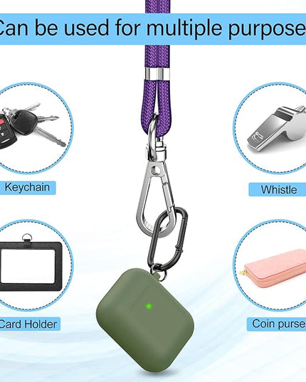 takyu Phone Lanyard, 2 Pack Adjustable Cell Phone Lanyard Crossbody Neck Strap & 2 Pack Wrist Strap with Tether Tabs Compatible for iPhone Android Smartphones- DarkPule Black