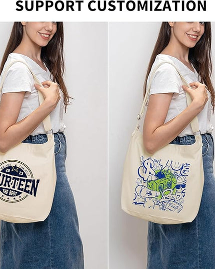 Women's blank large Size Canvas Crossbody Tote Handbags Shoulder Bag