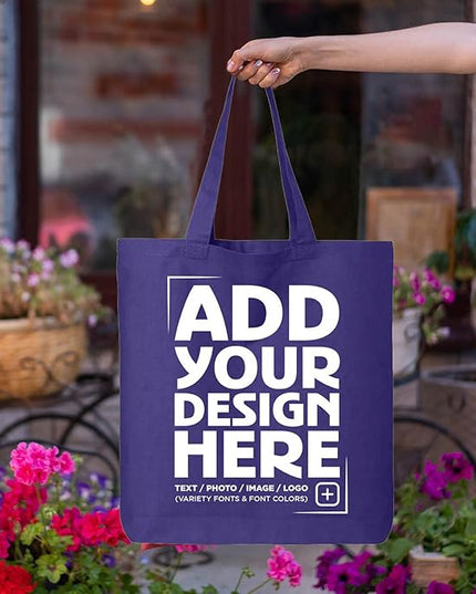shop4ever Personalized Custom Design Your Own Eco Cotton Tote Reusable Shopping Bag Customizable Gift