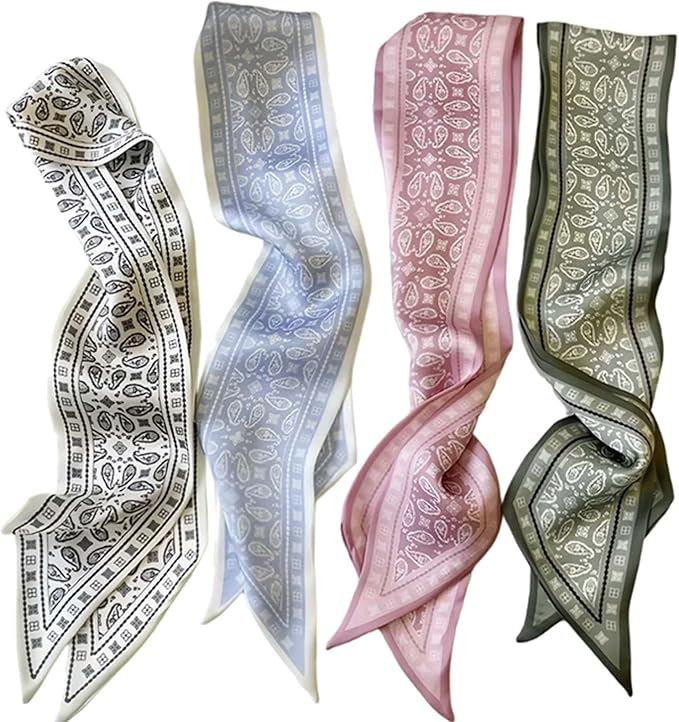 24PCS Fashion Scarves for Women Multifunctional Neck Scarves Purse Scarf Headbands for Bags Hair Accessories