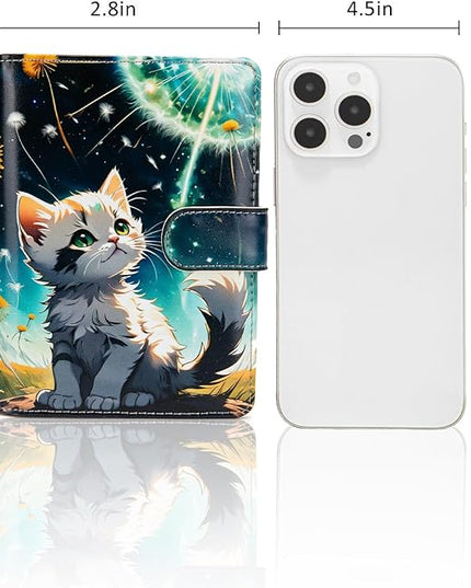 Passport Holder for Travel Essentials, RFID Blocking Passport Wallet Cover with Magnetic Closure, Passport Book Holders for Women and Men (Cute Cat)