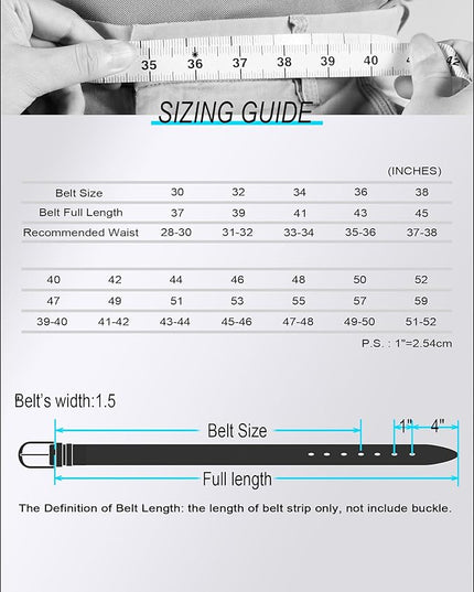 WOLFANT 1.5" Top Full Grain Leather Belt for Men in Gift Box,100% Italian Real Solid Leather