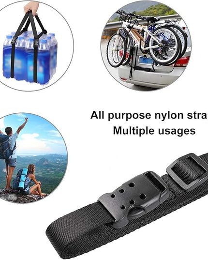Ayaport Utility Straps with Buckle 40" Quick-Release Adjustable Nylon Straps Black 4 Pack