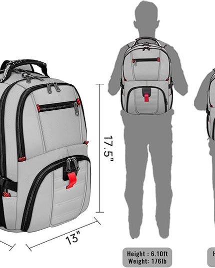 YOREPEK Travel Backpack, Extra Large 50L Laptop Backpacks for Men Women, Water Resistant College Backpack Airline Approved Business Work Bag with USB Charging Port Fits 17 Inch Computers, Light Grey