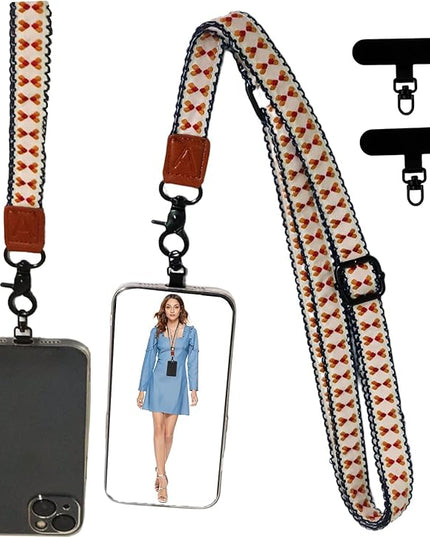 Adjustable Lanyard for Phone, Camera, Name Tags, ID card, Keychain and Wristlet Straps with 2 phone pads(Black)