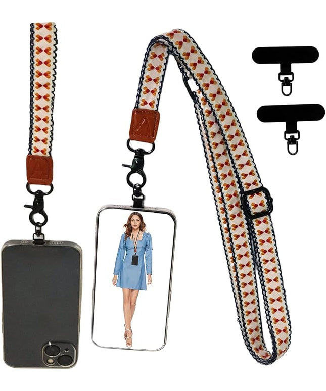 Adjustable Lanyard for Phone, Camera, Name Tags, ID card, Keychain and Wristlet Straps with 2 phone pads(Black)