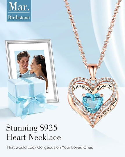 S925 Sterling Silver Necklace for Women, Wife Jewelry Rose Gold, Mom Birthday Valentines Mothers Day Gifts, Girlfriend Necklaces, Daughter Heart Jewel, Anniversary for Her