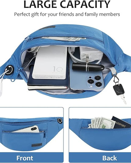MAXTOP Large Crossbody Fanny Pack with 4-Zipper Pockets,Gifts for Enjoy Sports Festival Workout Traveling Running Casual Hands-Free Wallets Waist Pack Phone Bag Carrying All Phones