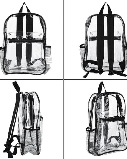 Silkfly 24 Pack Clear Backpacks Bulk PVC Transparent Bookbags Heavy Duty See Through Bags with Pockets for Stadium Work Travel (15 x 11 x 5.2 Inches)