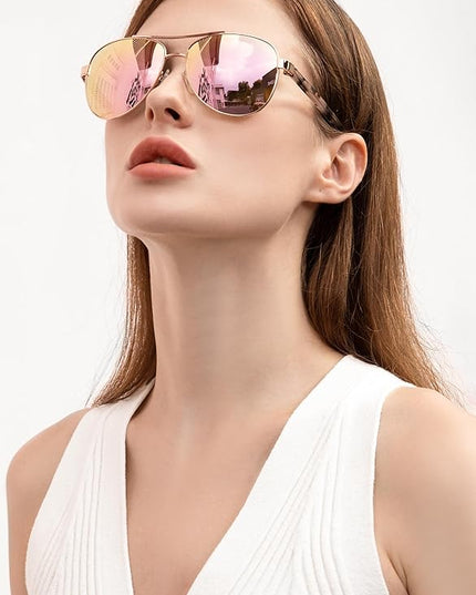 CARFIA Polarized Sunglasses for Women UV Protection Acetate Arms Metal Frame Woman's Shades CA3216