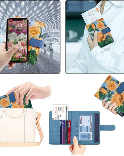 Melsbrinna Rfid Passport Holder for Travel women/Men, Cute Passport Wallet Rfid Blocking Card Slots, Rfid Passport Cover/CaseTravel Wallet, Passport Book Holder (1, Blue2)