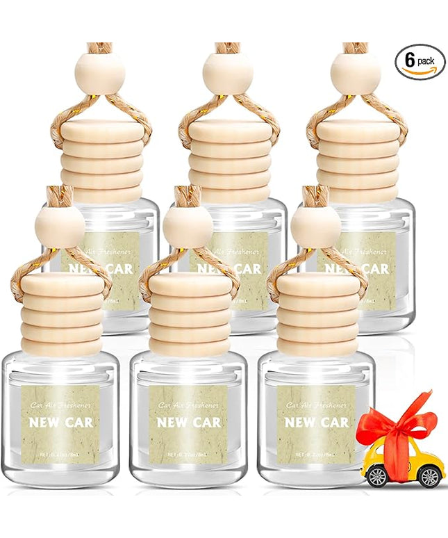 AROIC 6 Pack Car Air Freshener Hanging, New Car Scent Natural Plant Essential Oil Fragrance Diffuser, Unisex Air Freshener Aromatherapy Effectively Eliminates Odors Long-Lasting Fresh Scent (8ml Each)