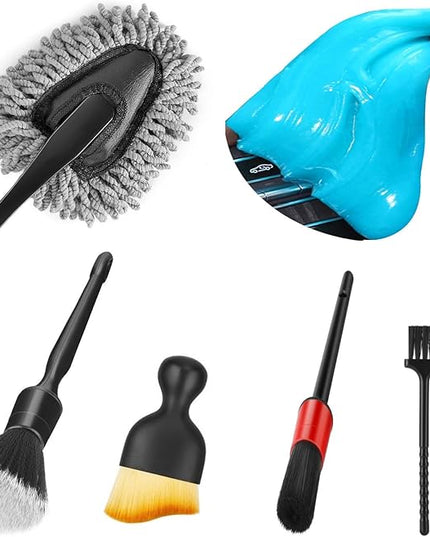 Car Interior Duster Detail Brush Cleaning Gel Kit, Soft Dash Vent Dusting Slime Putty Detailing Brushes Accessories Essentials Supplies Tools for Auto,Truck,SUV,RV
