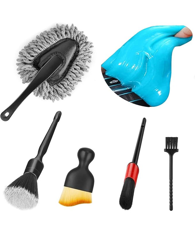 Car Interior Duster Detail Brush Cleaning Gel Kit, Soft Dash Vent Dusting Slime Putty Detailing Brushes Accessories Essentials Supplies Tools for Auto,Truck,SUV,RV