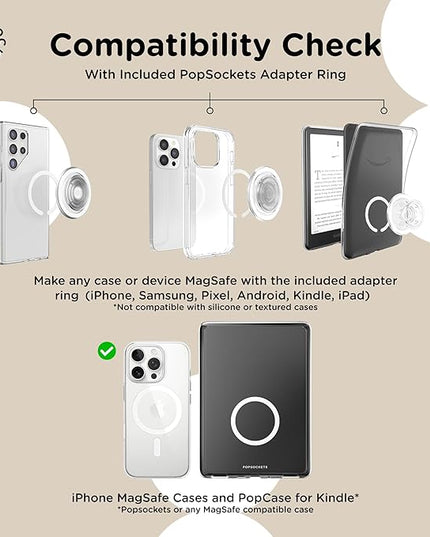 PopSockets Phone Grip for MagSafe with Kickstand, Magnetic Stand, Swappable Top, Secure Hold for iPhone MagSafe Cases, Phone & Tablet Grip - PopOut Basic Naval
