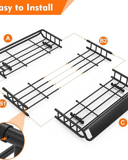 FIVKLEMNZ Car Rooftop Cargo Carrier Roof Bag Waterproof for All Top of Vehicle with/Without Rack Includes Topper Anti-Slip Mat + Reinforced Straps + 6 Door Hooks + Luggage Lock