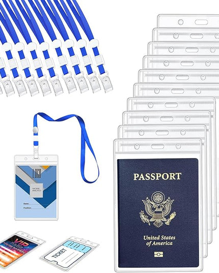 Passport Badge Holders Extra Large PVC ID Card Holder, Premium 4X6 Inch Badge & Credential Holders with Lanyards for Passports, Cash, Plane Ticket, Receipts Cruise and Vacation