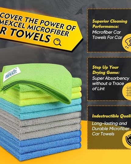 HOMEXCEL Microfiber Cleaning Cloth 50 Pack, 12.5 x 12.5 inch Microfiber Towels for Cars, Ultra Absorbent Car Washing Cloth, Lint Free Streak Free Cleaning Rags for Car, Kitchen, and Window, Multicolor