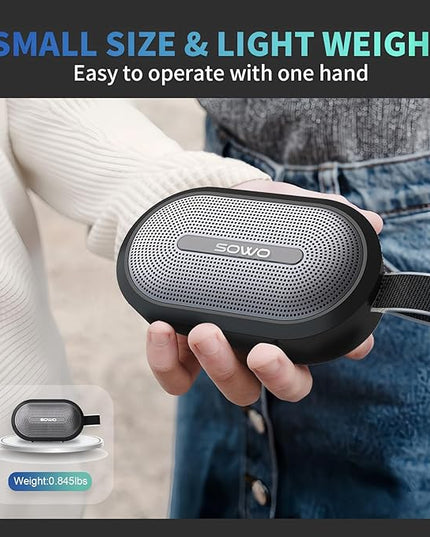 SOWO Wireless Portable Small Speaker, Ultra Magnetic Bluetooth Speaker for Golf Cart, Coverless IP67 Waterproof, 24 H Playtime, Pro Sound, Clip Hanging Design for Outdoor, Indoor - Black